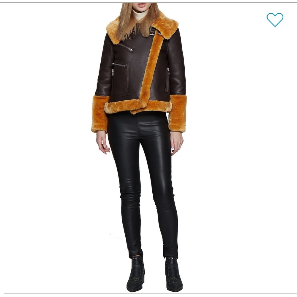New Walter baker Eduardo faux fur trim leather jacket - Picture 3 of 16